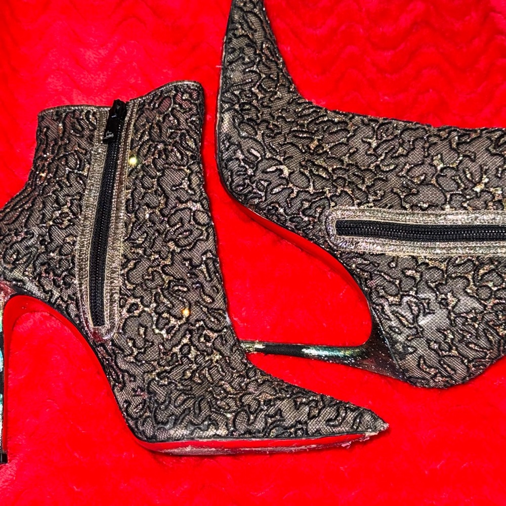 Christian Louboutin Glitter Jacquard Ankle Boots (Size 37)